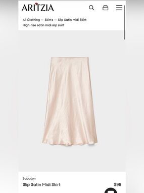 Aritzia Babaton Slip Satin Midi Skirt in Denude size 4 NWOT